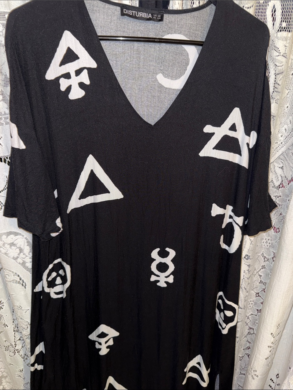 Disturbia Black Maxi Dress with White Symbol Print - Picture 3 of 5